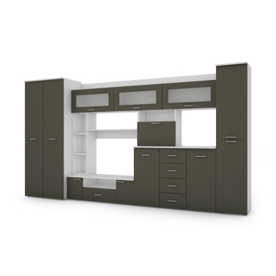 copy of Meuble mural avec commode, extension, deux bars, vitrine double, meuble RTV - KENA