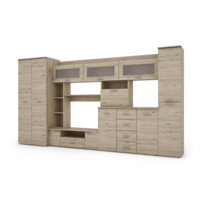 copy of Wohnwand mit Kommode, Aufsatz, zwei Bars, Doppelvitrine, RTV-Schrank - KENA