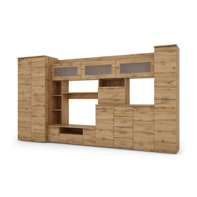 copy of Wall unit with chest of drawers, extension, two bars, double display case, RTV cabinet - KENA