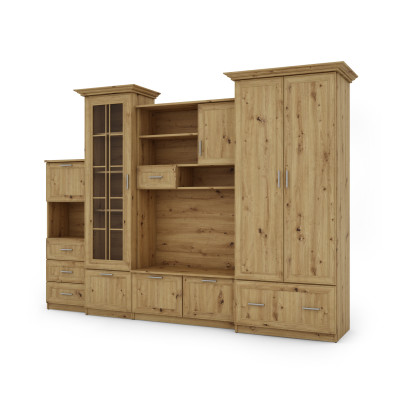 copy of Wall unit with spacious wardrobe, cabinets, bar, TV furniture - MILO