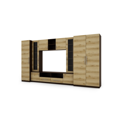 copy of Wall unit with wardrobes, cabinets, TV area, glass display cases - NEPTUN