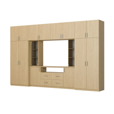 copy of Moderne Wohnwand mit geräumigen Schränken und TV-Vitrine, 240 cm hoch - NESTO