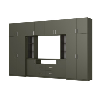 copy of Modern living room wall unit with spacious wardrobes and TV display case, 240 cm high - NESTO