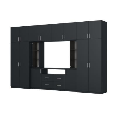 copy of Moderne Wohnwand mit geräumigen Schränken und TV-Vitrine, 240 cm hoch - NESTO