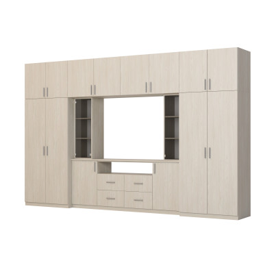 copy of Modern living room wall unit with spacious wardrobes and TV display case, 240 cm high - NESTO