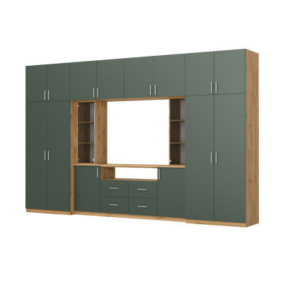 copy of Mobilier living modern cu dulapuri spațioase și vitrină TV, înalt 240 cm - NESTO