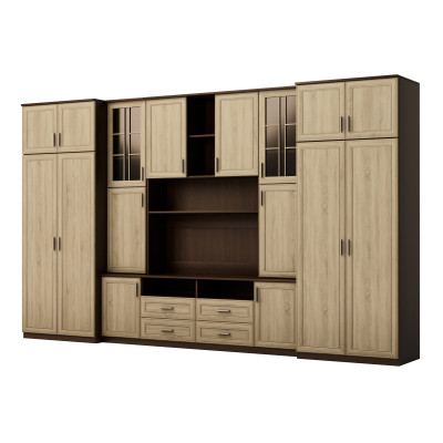 copy of Wohnwand mit geräumigen Schränken, Regale, Schränke, TV-Bereich - SAWA