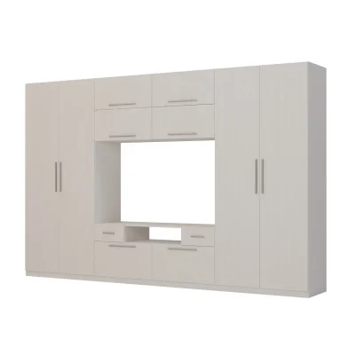 Nowoczesna meblościanka z dużymi szafami, półkami, RTV i szufladami 350×227 cm Sosna Anderson – SCANDI