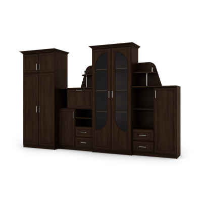 copy of Schrankwand mit großer Vitrine, Bar, Wäscheschrank, Kleiderschrank - TEXAS +Kleiderschrank