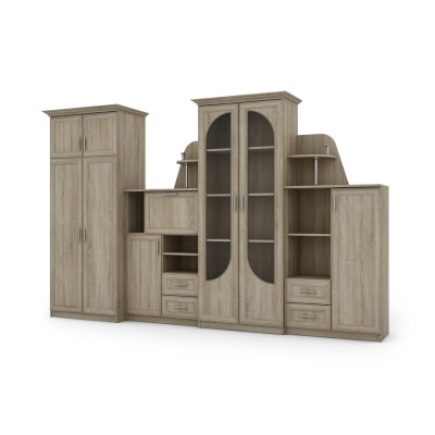 copy of Schrankwand mit großer Vitrine, Bar, Wäscheschrank, Kleiderschrank - TEXAS +Kleiderschrank