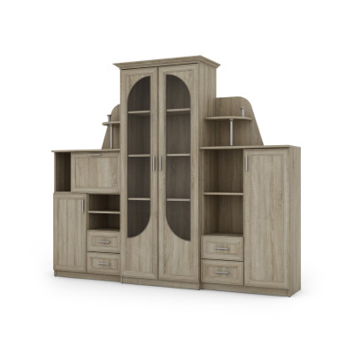 copy of Wall unit with large display cabinet, bar, linen cabinet - TEXAS