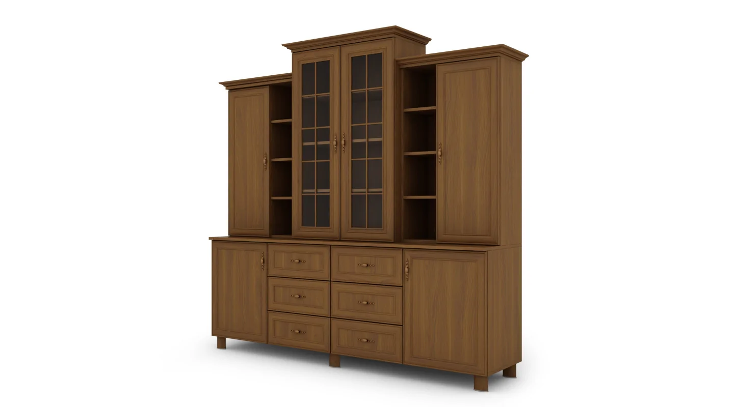 Klasyczna duża witryna z szafkami i szufladami 210 cm Wiśnia Porto – Royal Klasyczna duża witryna z szafkami i szufladami 210 cm Wiśnia Porto – Royal