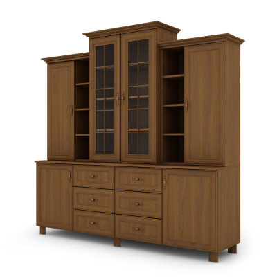 copy of Vitrine classique grande 210 cm sur pieds, armoires, tiroirs, vitrages, étagères