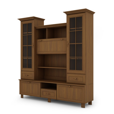 copy of Vitrine 180 cm sur pieds, vitrage, tiroirs, étagères, armoires, bar