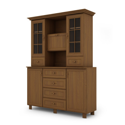 copy of Vitrine 150 cm pour salon, tiroirs, placards, vitrage, fermeture automatique, assemblage autonome