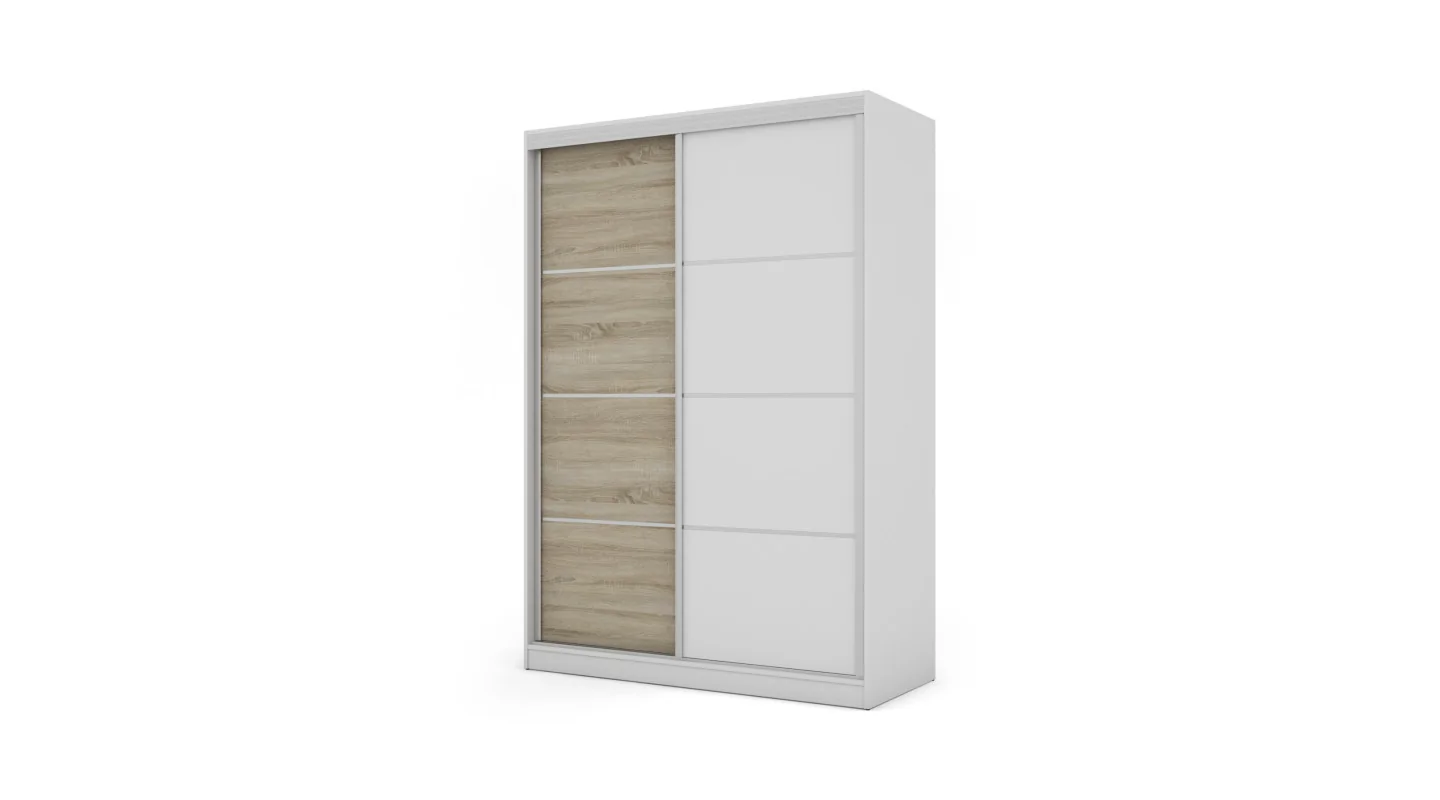 Szafa przesuwna 150x215 cm biel / dąb sonoma jasna – Selto | eMeblast