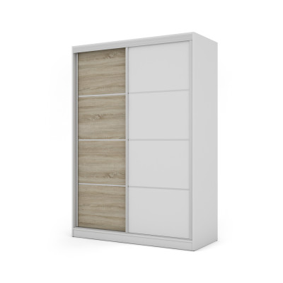 Szafa przesuwna 150x215 cm biel / dąb sonoma jasna – Selto
