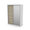 Szafa przesuwna 150x215 cm biel / dąb sonoma jasna z lustrem – Selto