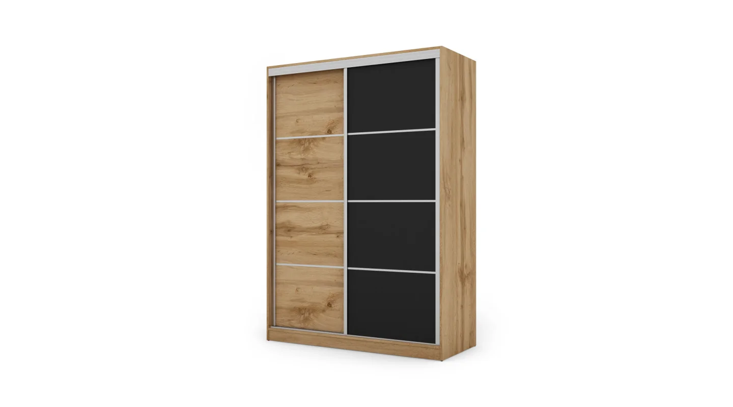 Szafa przesuwna 150x215 cm dąb Wotan / czarna – Selto