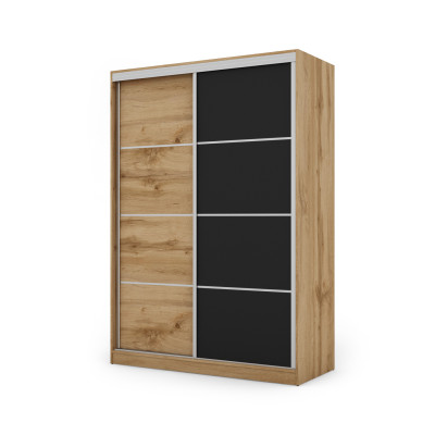 Szafa przesuwna 150x215 cm dąb Wotan / czarna – Selto