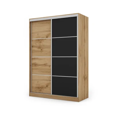 Szafa przesuwna 150x215 cm dąb Wotan / czarna – Selto