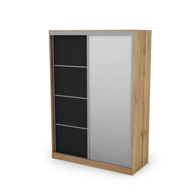 Szafa przesuwna 150x215 cm dąb Wotan / czarna z lustrem – Selto | eMeblast