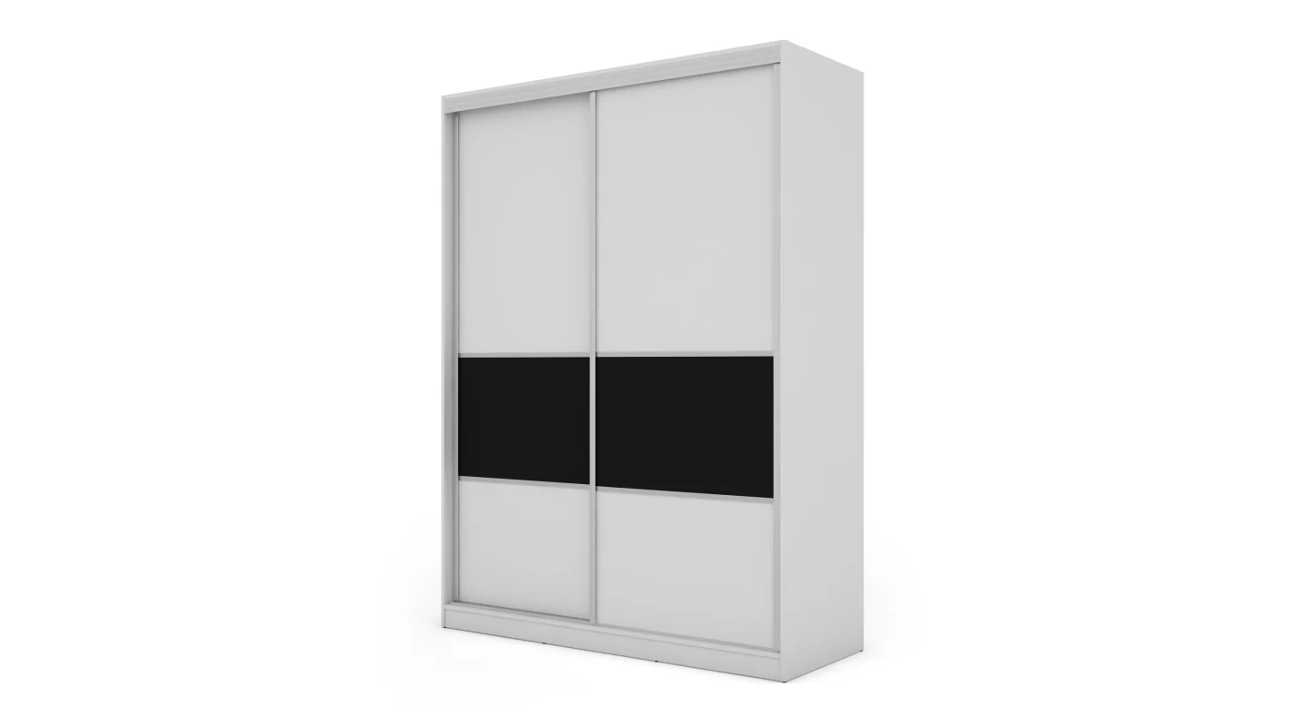 Szafa przesuwna 170x230 cm biel / czarna z szufladami – Ravelo | eMeblast