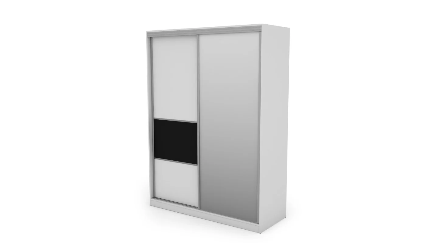 Szafa przesuwna 170x230 cm biel / czarna z lustrem i szufladami – Ravelo | eMeblast