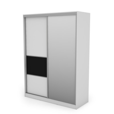 Szafa przesuwna 170x230 cm biel / czarna z lustrem – Ravelo