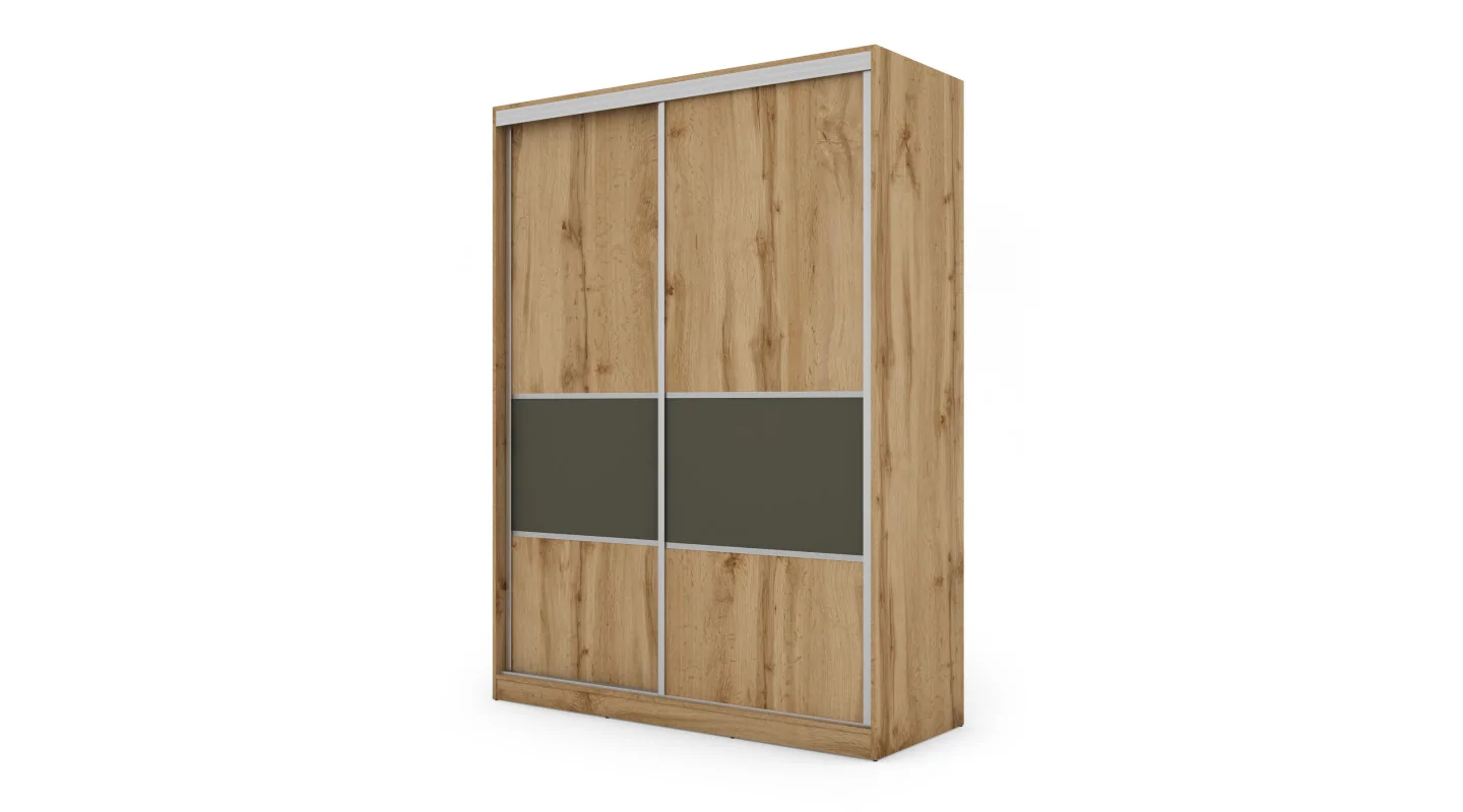 Szafa przesuwna 170x230 cm dąb Wotan / grafit z szufladami – Ravelo | eMeblast