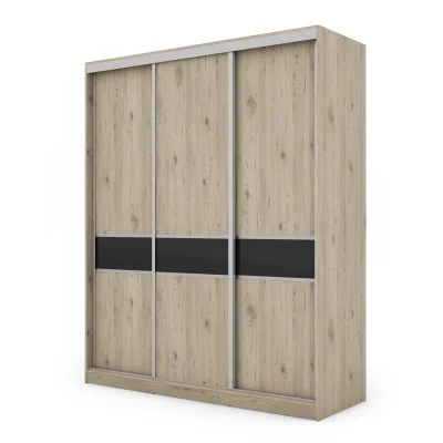 Szafa przesuwna 190x230 cm dąb Bordeaux / czarny połysk z szufladami – Calvero | eMeblast