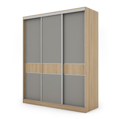 Szafa przesuwna 190x230 cm dąb Lindberg / szara – Calvero