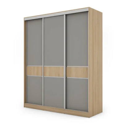 Szafa przesuwna 190x230 cm dąb Lindberg / szara z szufladami – Calvero | eMeblast