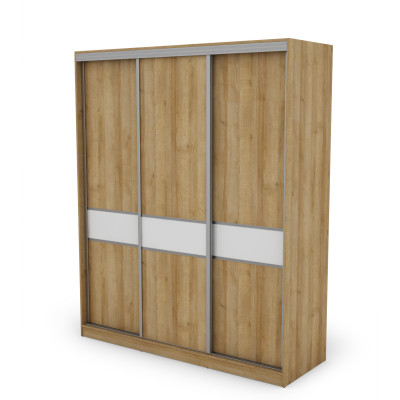 Szafa przesuwna 190x230 cm dąb Riva / biały połysk – Calvero