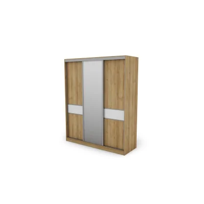 Szafa przesuwna 190x230 cm dąb Riva / biały połysk z lustrem – Calvero | eMeblast
