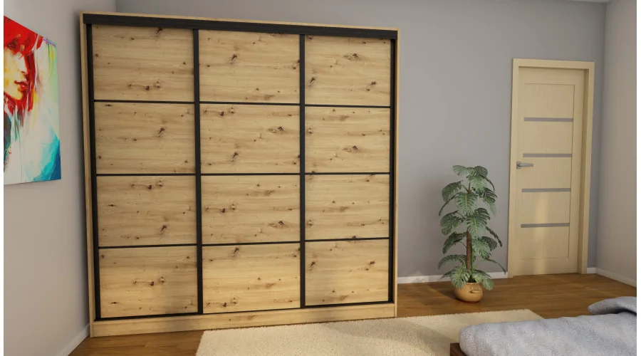 Szafa przesuwna 210x210 cm dąb artisan z szufladami – Virello | eMeblast