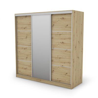 Szafa przesuwna 210x210 cm dąb artisan z lustrem – Virello