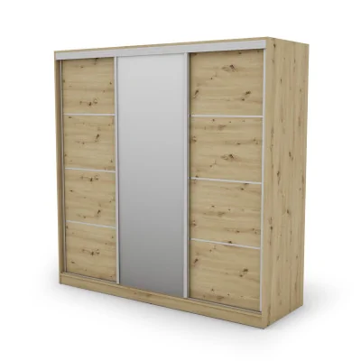 Szafa przesuwna 210x210 cm dąb artisan z lustrem i szufladami – Virello | eMeblast