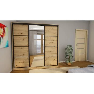 Szafa przesuwna 210x210 cm dąb artisan z lustrem i szufladami – Virello | eMeblast Szafa przesuwna 210x210 cm dąb artisan z lustrem i szufladami – Virello | eMeblast