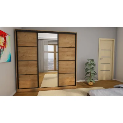 Szafa przesuwna 210x210 cm dąb Lefkas z lustrem i szufladami – Virello | eMeblast