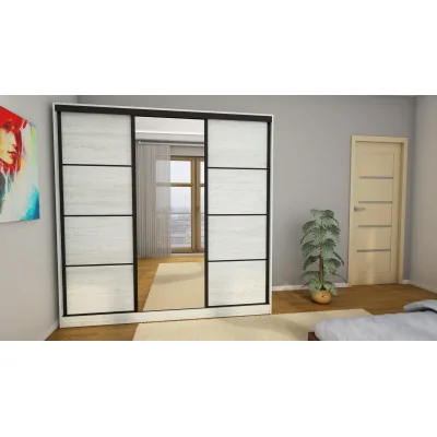 Szafa przesuwna 210x210 cm sosna Andersen z lustrem i szufladami – Virello | eMeblast