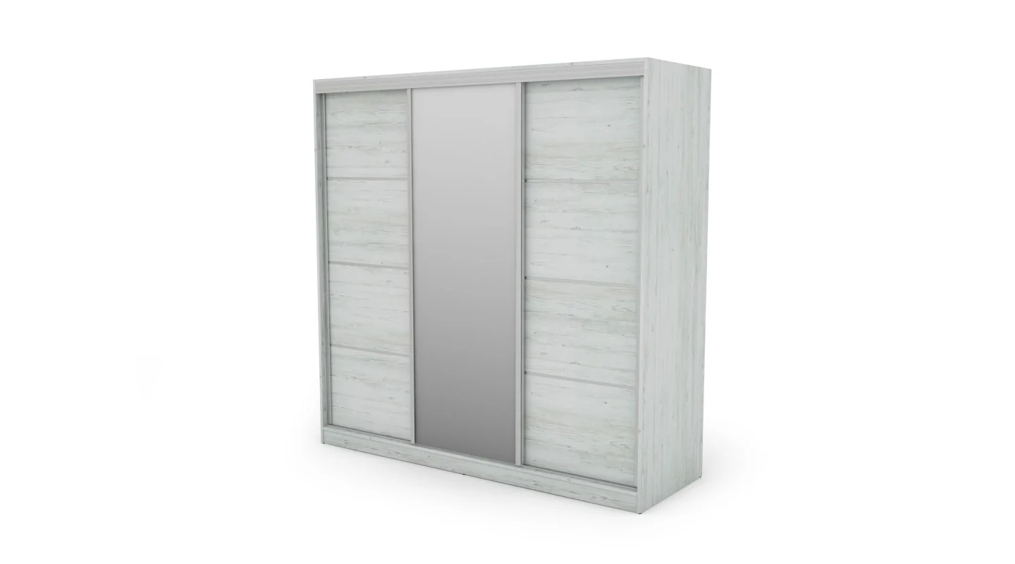 Szafa przesuwna 210x210 cm sosna Andersen z lustrem i szufladami – Virello | eMeblast