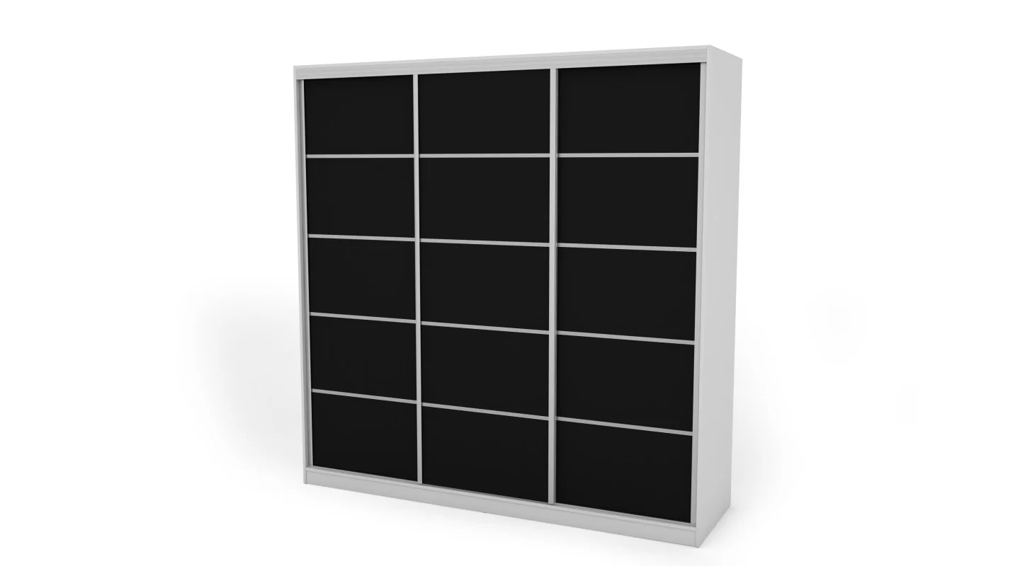 Szafa przesuwna 240x240 cm biel / czarna z szufladami – Monvero | eMeblast