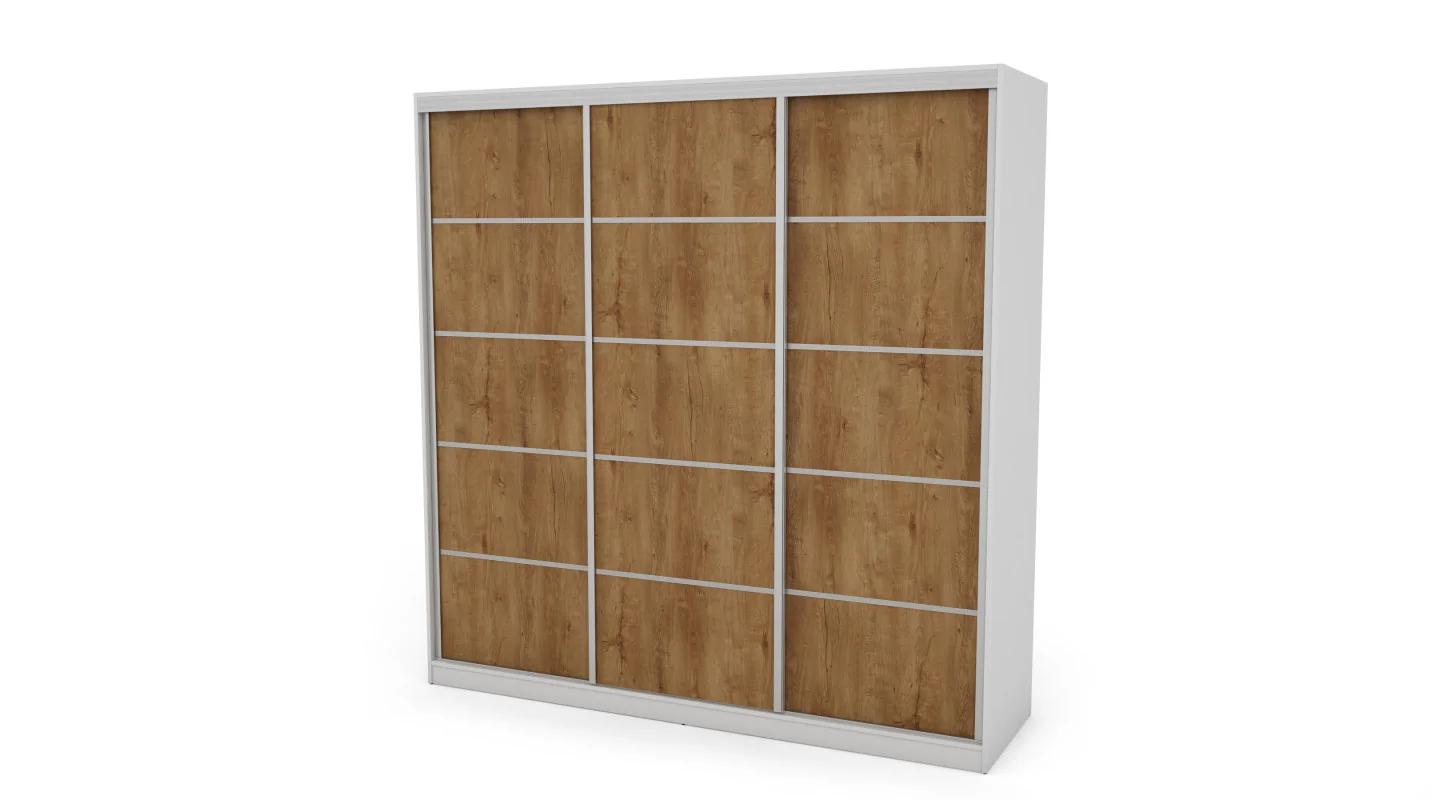 Szafa przesuwna 240x240 cm biel / dąb Lefkas z szufladami – Monvero | eMeblast