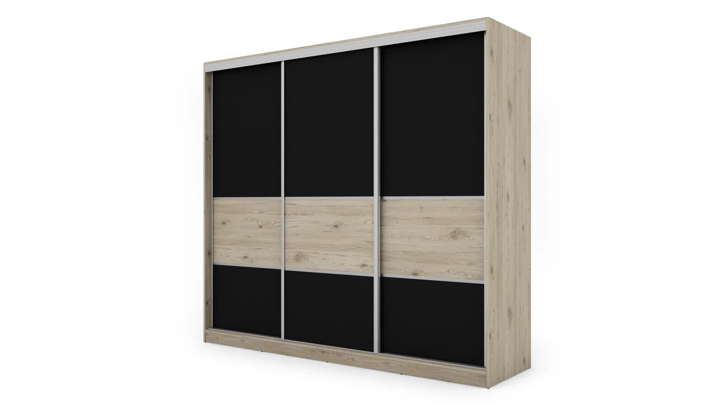 Szafa przesuwna 245x220 cm dąb Bordeaux / czarny – Verdino | eMeblast