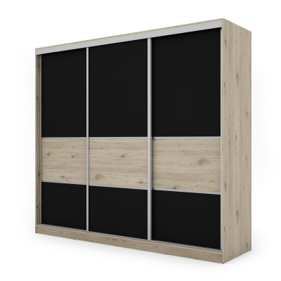Szafa przesuwna 245x220 cm dąb Bordeaux / czarny – Verdino