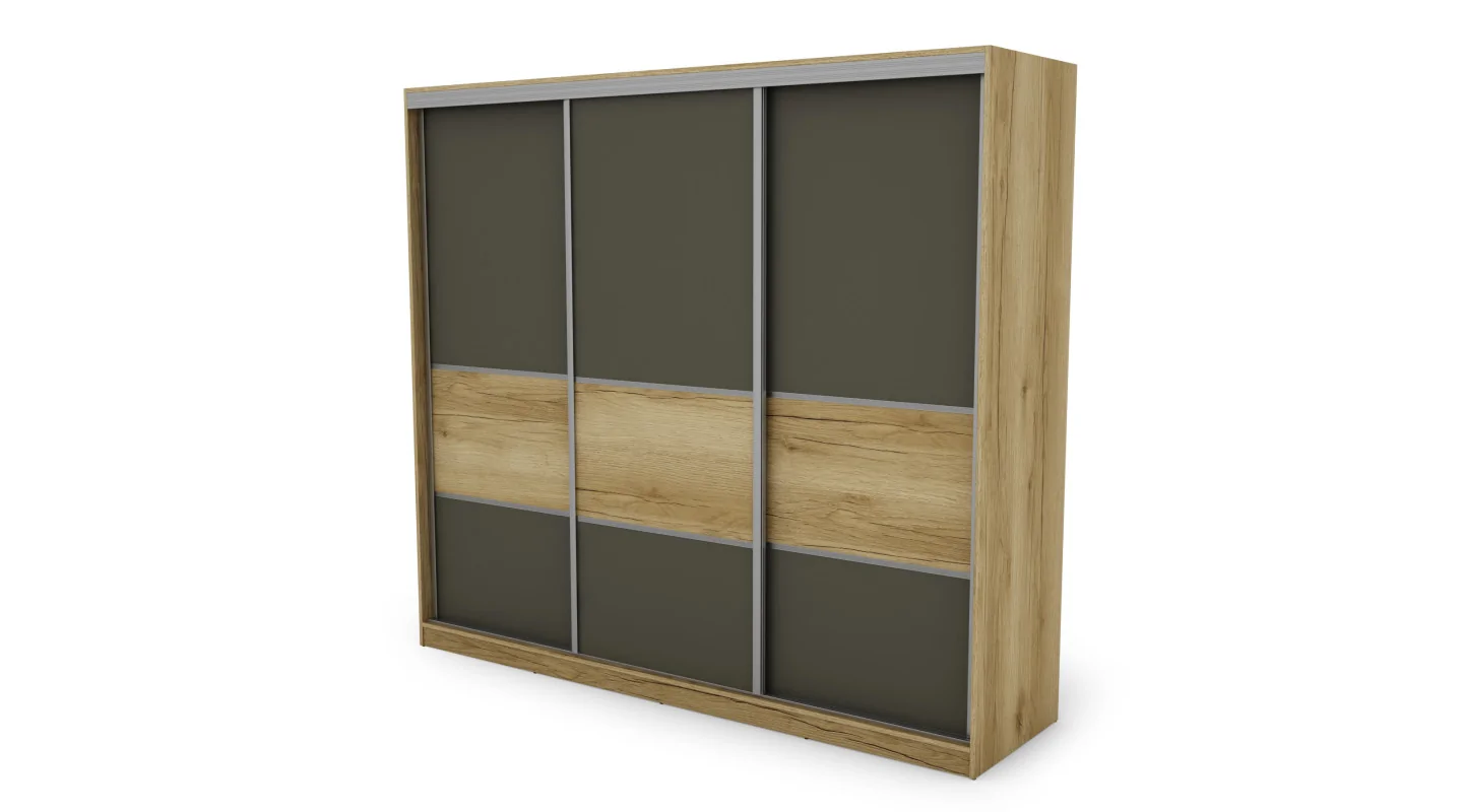 Szafa przesuwna 245x220 cm dąb Grand naturalny / grafit – Verdino | eMeblast