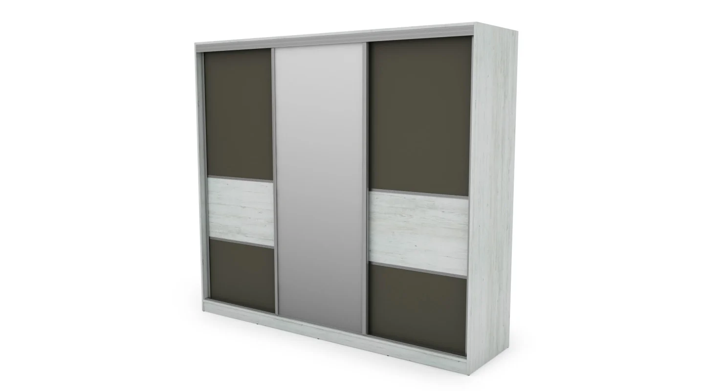 Szafa przesuwna 245x220 cm sosna Andersen / grafit z lustrem – Verdino | eMeblast