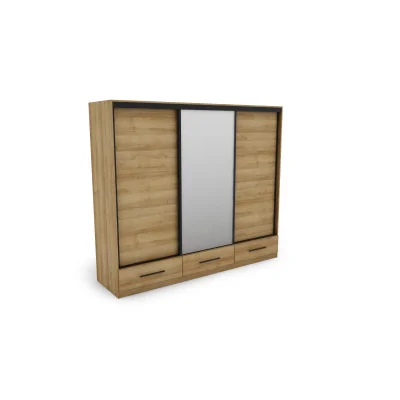 Szafa przesuwna 250x216 cm dąb Riva z lustrem i szufladami – Extaro | eMeblast