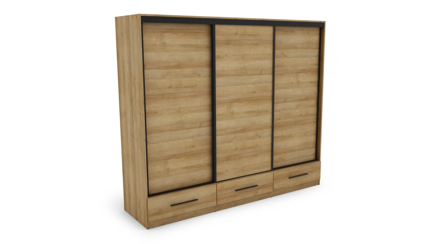 Szafa przesuwna 250x216 cm dąb Riva z szufladami – Extaro | eMeblast